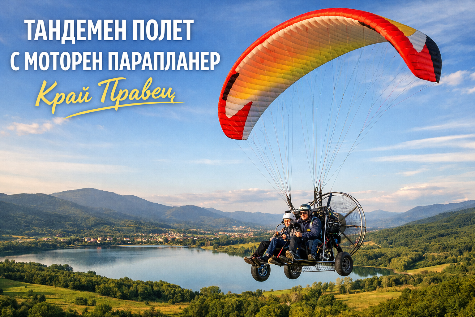Ваучер за тандемен полет с моторен парапланер край Правец